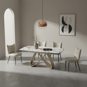 Ensemble de meubles de salle à manger italien, <span class=keywords><strong>table</strong></span> à manger en pierre frittée transformable, extensible et coulissante pour 4, 6 ou 8 personnes - Product Image 2