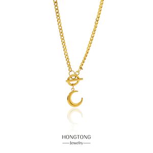 Mode femmes bijoux en acier inoxydable <span class=keywords><strong>collier</strong></span> 18K OT boucle géométrique <span class=keywords><strong>collier</strong></span> <span class=keywords><strong>à</strong></span> <span class=keywords><strong>l</strong></span>'<span class=keywords><strong>envers</strong></span> <span class=keywords><strong>lune</strong></span> pendentif <span class=keywords><strong>collier</strong></span> - Product Image 1