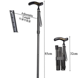 Carbon Fiber <b>Foldable</b> Telescopic Cane Lightweight Portable <b>Walking</b> <b>Stick</b> For Elderly Black Rubber Tip - Product Image 4