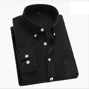 Wholesale Custom <b>Men's</b> Casual <b>Flannel</b> <b>Shirt</b> Plus Size Solid Long Sleeve Breathable Knitted Design - Product Image 5