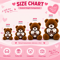Venta al por mayor de fábrica: Osos de peluche rojos y marrones a juego con almohada de corazón 'Te Amo', animales de peluche OEM ODM para regalo de San Valentín