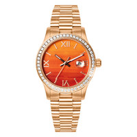 Montre-bracelet en cristal d'acier inoxydable pour des femmes avec le cadran de marbre