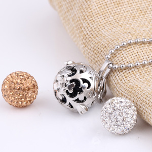 Collar con Colgante de Bola de Diamantes de Imitación Estilo Europeo, de Acero de Titanio, para Uso Diario, Regalo, Joyería - Product Image 3