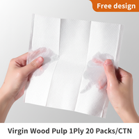 Serviettes en papier Z pliées en pâte de bois vierge écologique, serviettes multi-pliées, conception d'emballage gratuite, OEM