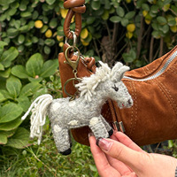 Sac à main suspendu en feutre de laine fait main en Chine, motif cheval, mignon, style poupée, porte-clés, ornements, 31 cm-50 cm, sans rembourrage