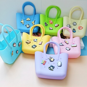 Bolsa de Praia de Silicone Portátil Leve e Colorida DIY com Diamantes e Flores, Padrão de Doces, Fechamento Aberto para Crianças - Product Image 2