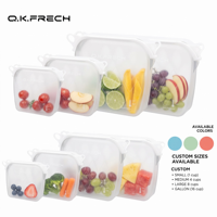 Service d'échantillons gratuits : Ensemble de sacs alimentaires en silicone réutilisables et écologiques pour fruits, légumes et collations
