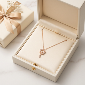 Collier populaire en gros, fait main, brillant, avec fleur, en or rose massif 18 carats, pendentif fleur en diamant naturel véritable - Product Image 3