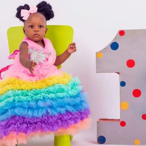 Colorido princesa bebé niñas vestidos de fiesta de cumpleaños con cuentas flor niña niños vestido de fiesta para sesión de fotos - Product Image 4