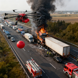 Drone de lutte contre les incendies en haute altitude NJ-MAS-FX1 avec moteur sans balais, reconnaissance de la source d'incendie alimentée par l'IA pour l'extinction ciblée - Product Image 2