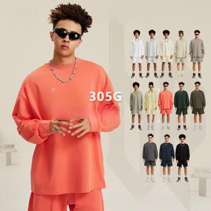 Couple maman et fille tenues assorties automne tricot lourd de haute qualité 305G personnalisé à manches longues t-shirt Streetwear - Product Image 1