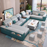 Ensemble de canapés modulaires sectionnels avec fonctions inclinables, rembourrage en éponge, pieds en acier inoxydable - Canapé moderne pour salon