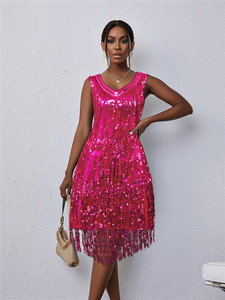 Traje <span class=keywords><strong>de</strong></span> club nocturno elegante para <span class=keywords><strong>mujer</strong></span> europea americana, vestido <span class=keywords><strong>de</strong></span> borla <span class=keywords><strong>de</strong></span> lentejuelas con espejo cruzado para baile y ballet para <span class=keywords><strong>Amazon</strong></span> - Product Image 2