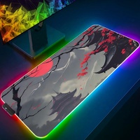 Tapis de Souris LED RGB Paysage Naturel pour Ordinateur, Tapis de Clavier, Tapis de Souris Gamer, Tapis de Bureau Doux, Tapis de Table, Tapis de Bureau