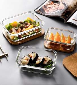 Contenants écologiques pour la préparation des repas avec couvercle en bambou/bois, récipients de stockage alimentaire en verre - Product Image 4