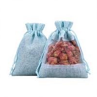 Sacs en toile de jute avec cordon de serrage, sacs cadeaux en organza de toile de jute, pochettes en lin transparent pour friandises, idéales pour les faveurs de mariage, de fête ou d'anniversaire