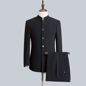 Traje Zhongshan con Cuentas <span class=keywords><strong>para</strong></span> <span class=keywords><strong>Hombre</strong></span>, Corte Slim, <span class=keywords><strong>para</strong></span> Jóvenes, Estudiantes, Actuaciones, Bodas, Traje Tang <span class=keywords><strong>para</strong></span> Hombres de Mediana Edad y Mayores, Chaqueta de Fibra de Vinagre - Product Image 4