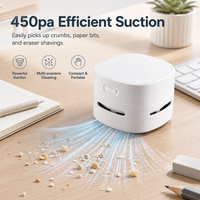 Aspirateur de bureau silencieux, portable et rechargeable pour table d'étude, résidus d'art et d'artisanat, poussière de crayon, petites particules de déchets, nettoyage rapide