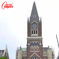Horloge de Tour d'Église à Quatre Faces en Acier Inoxydable avec Synchronisation Électronique par Satellite, Éclairage et Carillon de Toit