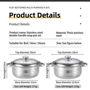 Lot <span class=keywords><strong>de</strong></span> 8 casseroles et poêles en acier inoxydable <span class=keywords><strong>de</strong></span> 16-22 cm, durables, antiadhésives, compatibles induction, pour nouilles, vente en gros usine - Product Image 2