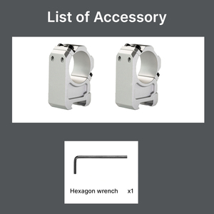 Anneaux de montage en aluminium BANGBANG pour lunette de visée - Tube de 30 mm, hauteur centrale de 1,25 po pour optique extérieure (Argent) - Product Image 5