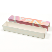Boîte à cils à tiroir à bonnet extra-long avec bande holographique rose avec bouton pression