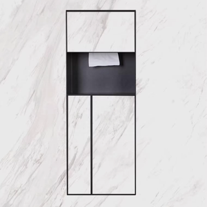 Poubelle de salle de bain encastrable pour hôtels, en acier inoxydable, avec niche dissimulée pour <span class=keywords><strong>papier</strong></span> <span class=keywords><strong>toilette</strong></span> et boîte à mouchoirs - Product Image 1