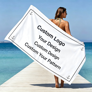 Serviette de plage imprimée en coton 100% avec logo, taille personnalisée - Product Image 1