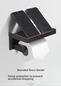 <span class=keywords><strong>Porte</strong></span>-<span class=keywords><strong>papier</strong></span> toilette mural Wayon en acier inoxydable noir mat moderne avec tablette pour téléphone pour maison préfabriquée WW-ZJJ - Product Image 4