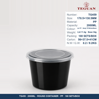Conteneur alimentaire moderne en plastique PP de qualité alimentaire jetable de 70 oz, compatible micro-ondes, avec couvercle, emballage personnalisé pour la préparation des repas TeGuan