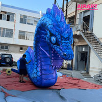 Dragon chinois gonflable géant réaliste bleu, sculpture de dragon oriental texturée sur mesure pour festival en plein air, centre commercial, exposition