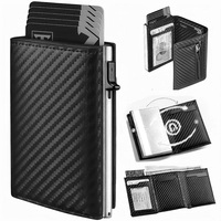 Portefeuille fin unisexe en cuir PU avec blocage RFID, porte-cartes, porte-billets et porte-carte d'identité, avec sangle pour argent, pour hommes et femmes B04
