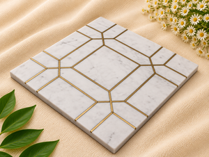 Carrelage mural carré en marbre blanc de 12 pouces avec motif en forme de boîte pour les intérieurs de maisons et bureaux et finitions murales décoratives - Product Image 3