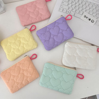 410121 Tas Sanitasi Poliester Berlapis Warna Permen Tas Penyimpanan Mini Portabel Pembalut Menstruasi Penutup Ritsleting & Pengait Dompet Koin
