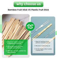 Ecologisch afbreekbare wegwerp bamboe fruitprikkers groothandel aangepaste logo voor cocktails