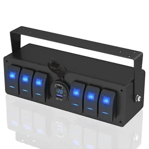 Daiertek กล่องสวิทซ์ไฟ LED, กล่องสวิตซ์เปิดสวิตซ์โยกกันน้ำ6แก๊งพร้อมที่ชาร์จ USB คู่สำหรับเรือทะเล