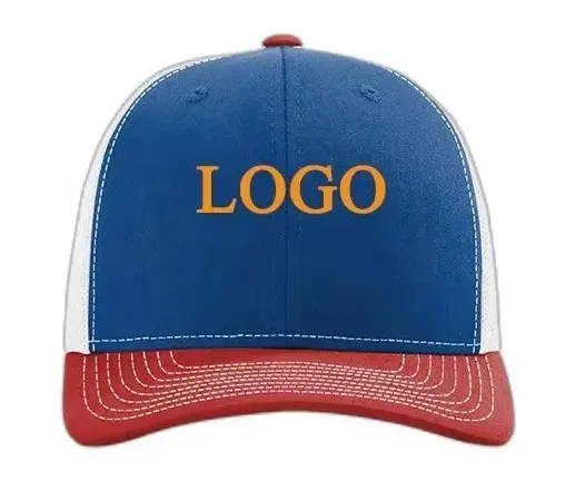 Best sale custom logo Blue and red trucker hat 100% cotton Trucker Hats