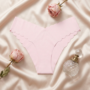 Women <b>Seamless</b> Invisible <b>Thong</b> Underwear Scalloped Wave Edge Low Rise Women Panties Breathable Underwear for Daily Yoga OEM ODM - Product Image 4
