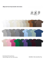 Kaos Pria Katun Combed Bernapas 280G Tebal Vintage Lengan Pendek Longgar O-Neck Warna Solid Polos Elastisitas Tinggi