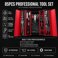 Kit d'outils de réparation automobile OEM 85 pièces, jeu de clés à cliquet et douilles en acier, kit combiné complet de clés à molette