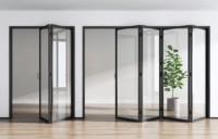 Système de porte coulissante pliante en verre Lesso Home, cadre fin, moderne, résistant à l'eau, pour chambre à coucher, salon, cloison intérieure