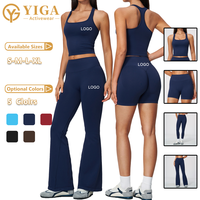 Pantalons de yoga, Leggings évasés capri sans couture, Shorts de course pour femmes avec poches, Débardeurs pour femmes, Ensemble de yoga push-up