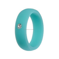 Bandes de mariage en silicone de 5.7mm pour femmes avec zircon cubique respirant pour l'anniversaire de la fête de fiançailles-Bagues de mode multicolores