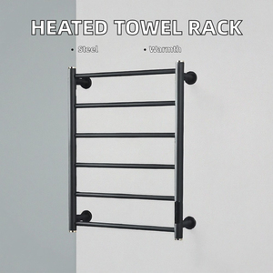 Porte-serviettes mural rectangulaire moderne noir à 6 niveaux en fer, support multi-barres pour salle de bain, organisateur de serviettes en métal pour maison et hôtel - Product Image 5