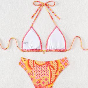 Venta al por mayor Ins Nuevo 2025 Diseño Floral Impreso Sexy 2 Piezas Conjunto Traje de baño Micro Bikini - Product Image 5