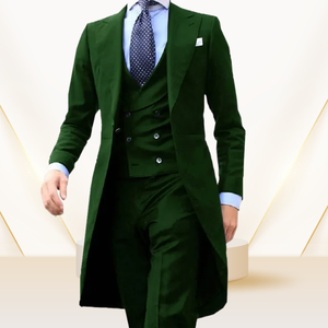 <span class=keywords><strong>Costume</strong></span> <span class=keywords><strong>Homme</strong></span> Rouge Chinois Longue Veste, Smoking Élégant sur Mesure 3 Pièces (Veste+Gilet+Pantalon) - Product Image 5
