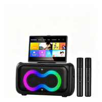 Enceinte de karaoké vidéo WiFi avec double woofer de 6,5 pouces, écran tactile, RGB, Bluetooth, micro sans fil pour téléphone et ordinateur