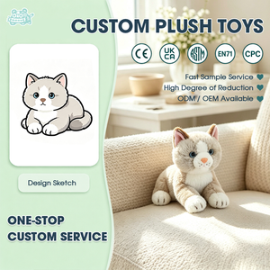 Boneka Kucing Putih Custom dengan Telinga Abu-abu, Mainan Hewan Lembut, Layanan OEM, Boneka Anak Kucing yang Dapat Dipersonalisasi, Mainan Hewan Berbulu, Hadiah - Product Image 1