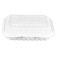 RESG Boîte à lunch jetable rectangulaire blanche de 9x6x3 pouces à emporter en plastique PP MFPP pour aliments à emporter avec couvercle