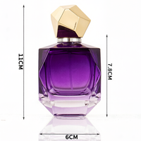Flacon de parfum Alien Retro Dubai en verre violet avec couvercle et anneau dorés 100ml, flacon de parfum vide de luxe avec emballage en boîte carrée